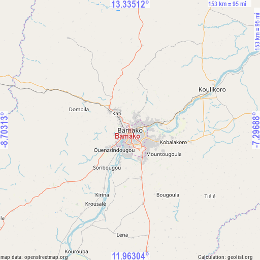 Bamako on map