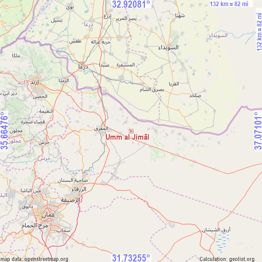 Umm al Jimāl on map