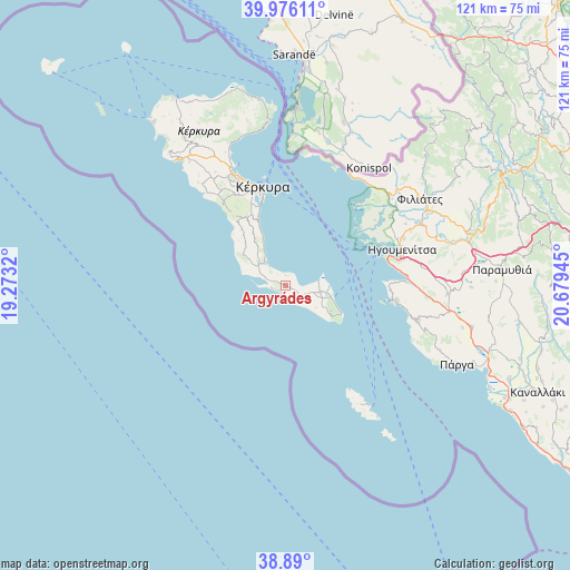 Argyrádes on map