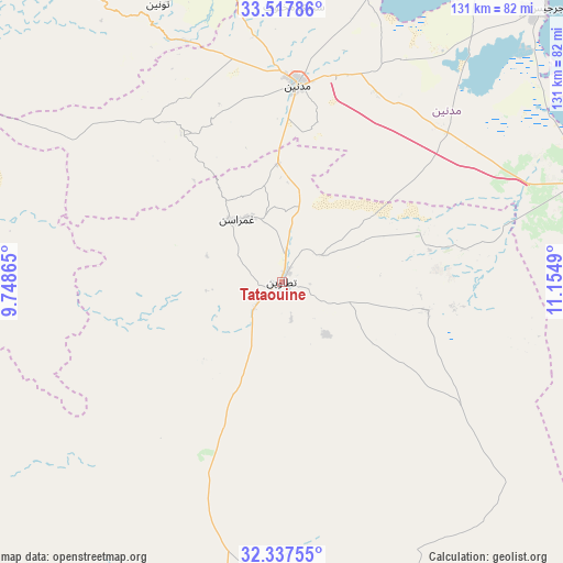 Tataouine on map