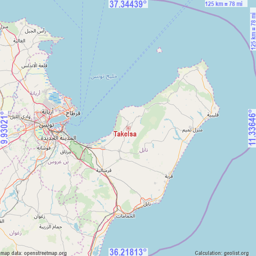 Takelsa on map