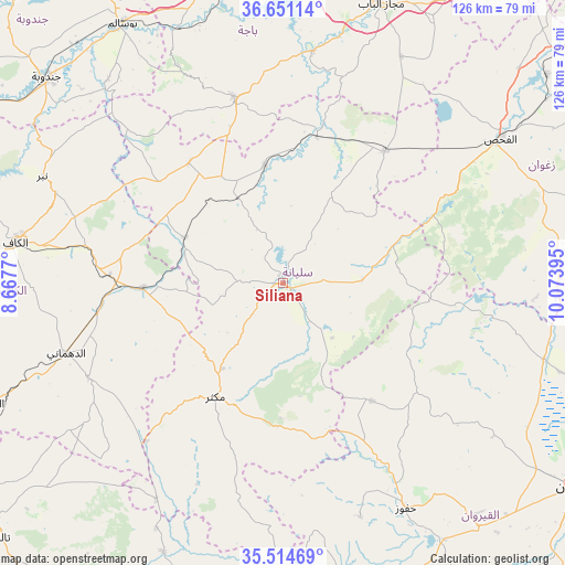 Siliana on map