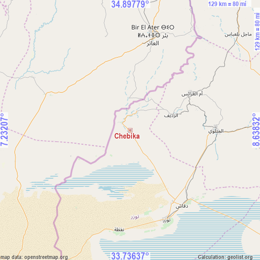 Chebika on map