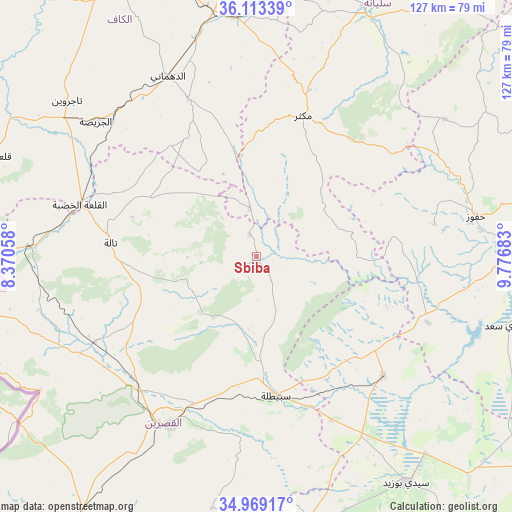 Sbiba on map