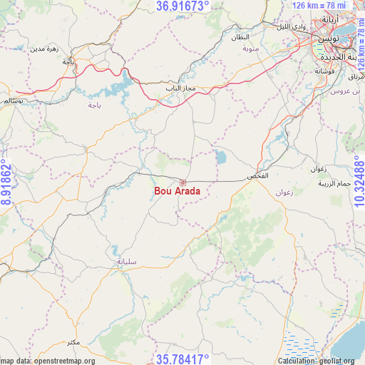 Bou Arada on map