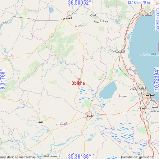 Sbikha on map