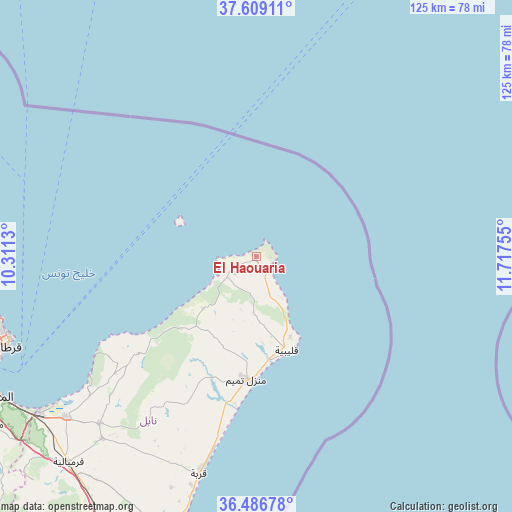 El Haouaria on map