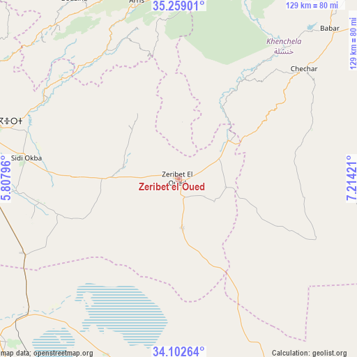 Zeribet el Oued on map