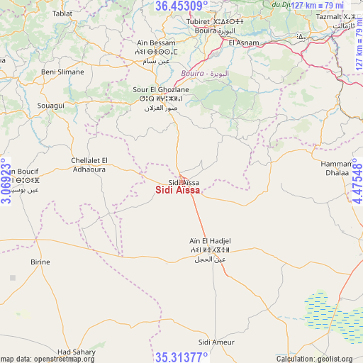 Sidi Aïssa on map