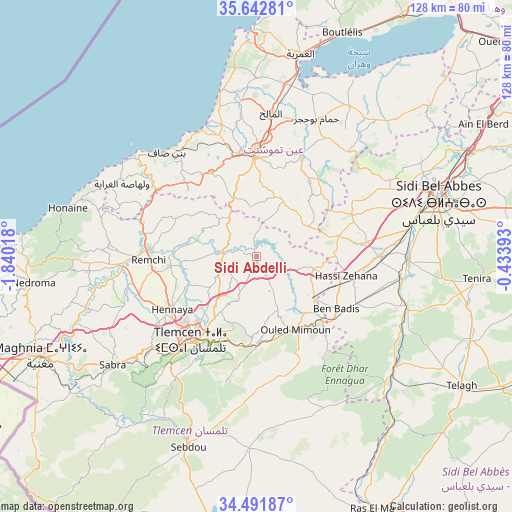 Sidi Abdelli on map