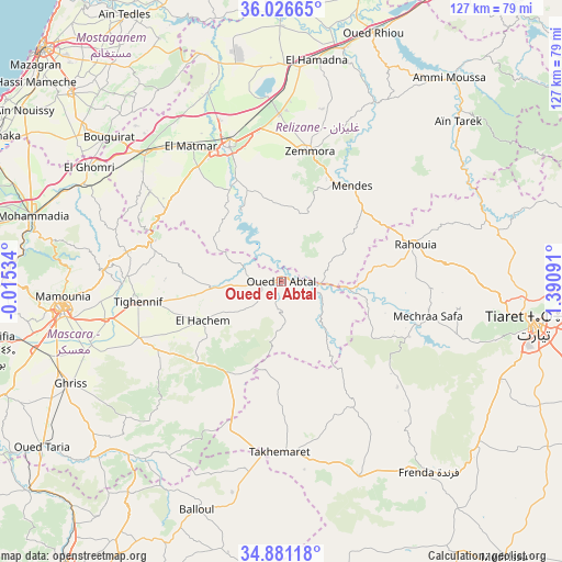 Oued el Abtal on map