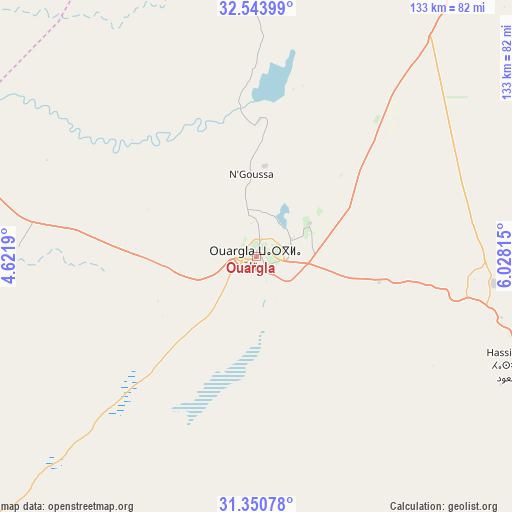 Ouargla on map