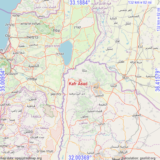 Kafr Asad on map