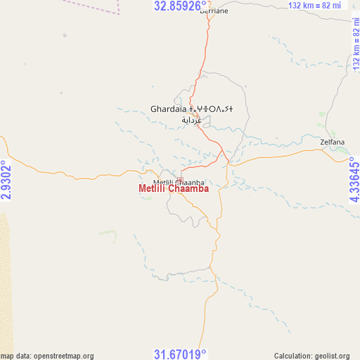 Metlili Chaamba on map