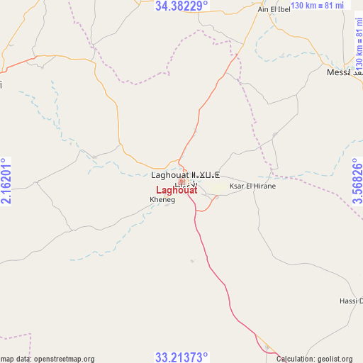 Laghouat on map