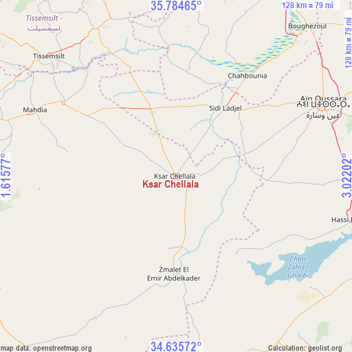 Ksar Chellala on map