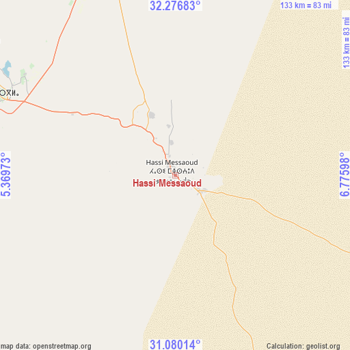 Hassi Messaoud on map