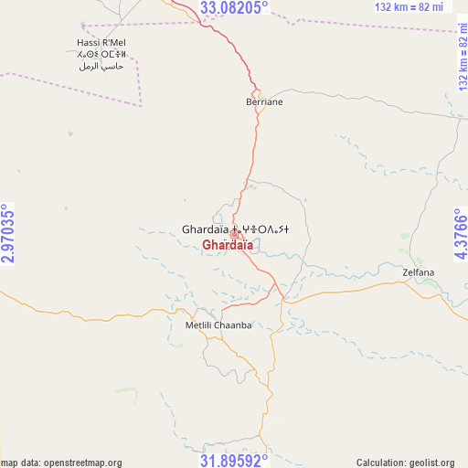 Ghardaïa on map
