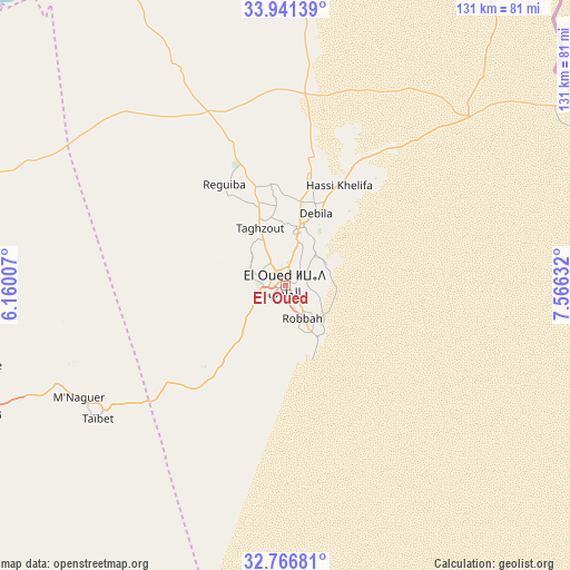 El Oued on map