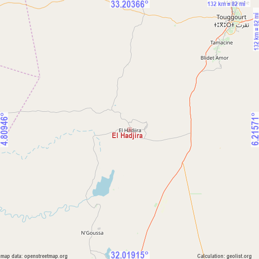 El Hadjira on map