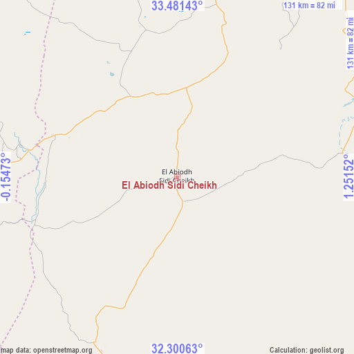 El Abiodh Sidi Cheikh on map
