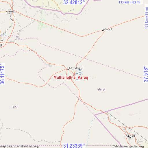 Muthallath al Azraq on map