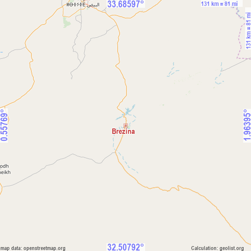 Brezina on map