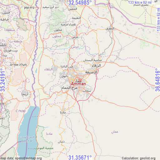 Amman on map