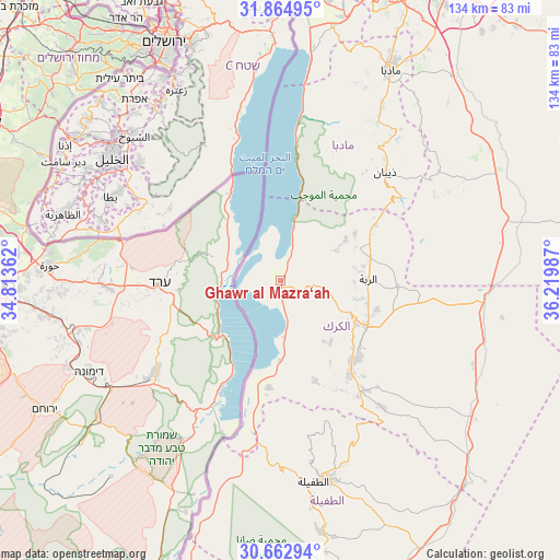 Ghawr al Mazra‘ah on map