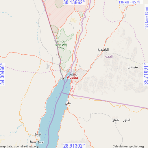 Aqaba on map