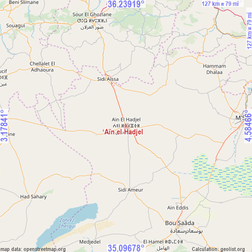 ‘Aïn el Hadjel on map