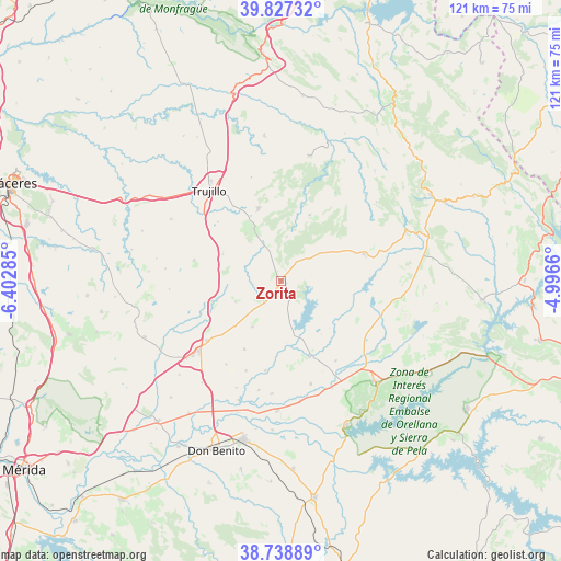 Zorita on map