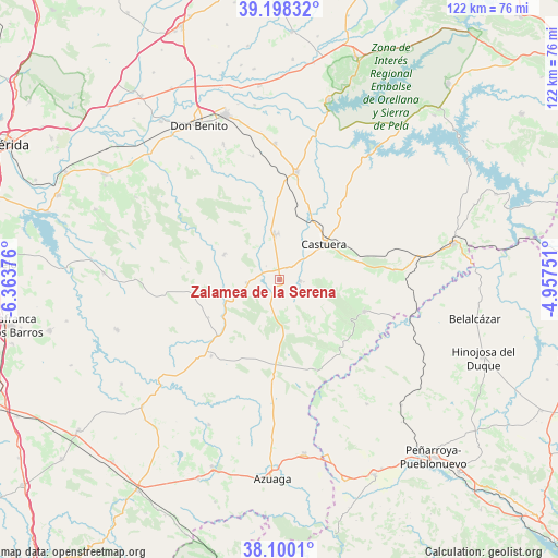 Zalamea de la Serena on map