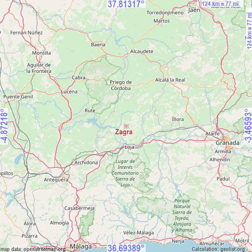 Zagra on map