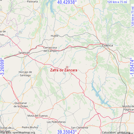 Zafra de Záncara on map
