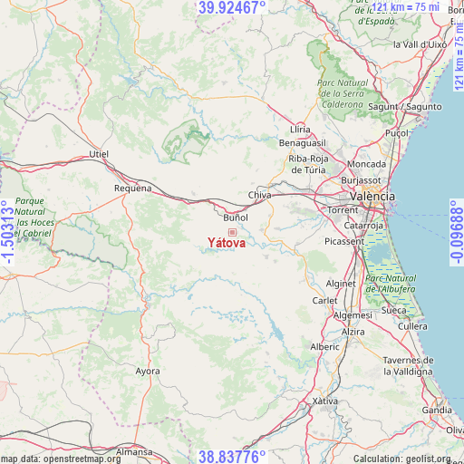 Yátova on map