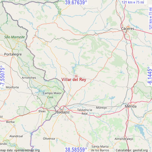 Villar del Rey on map
