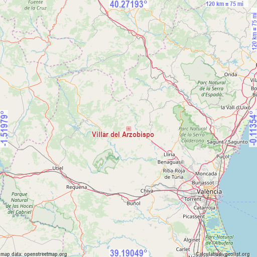 Villar del Arzobispo on map