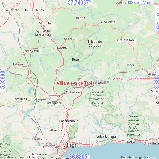 Villanueva de Tapia on map