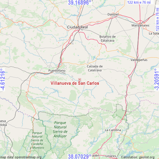 Villanueva de San Carlos on map