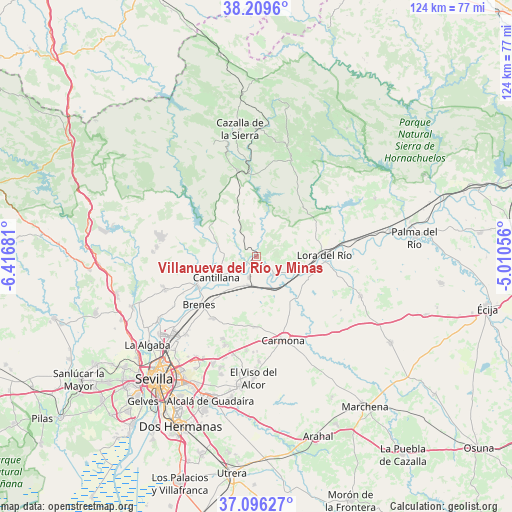 Villanueva del Río y Minas on map