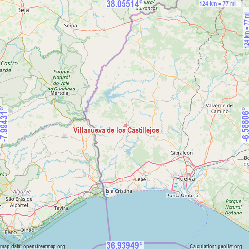 Villanueva de los Castillejos on map