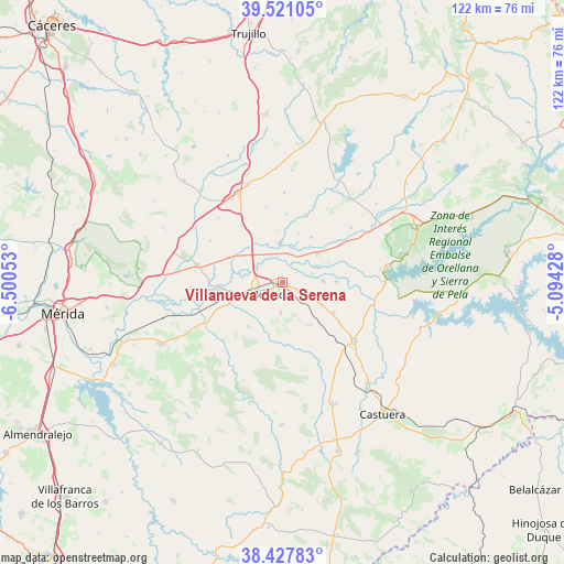 Villanueva de la Serena on map