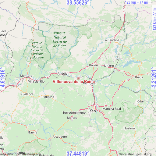 Villanueva de la Reina on map