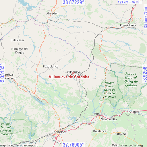 Villanueva de Córdoba on map