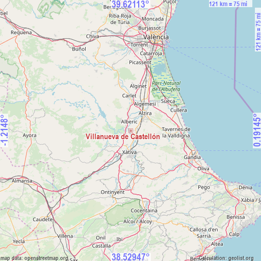 Villanueva de Castellón on map