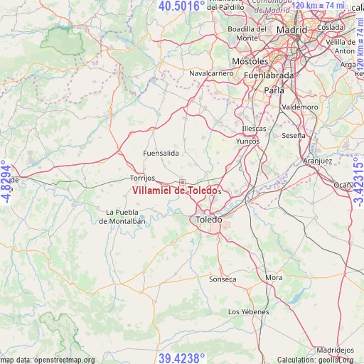 Villamiel de Toledo on map