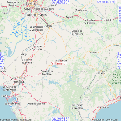 Villamartín on map