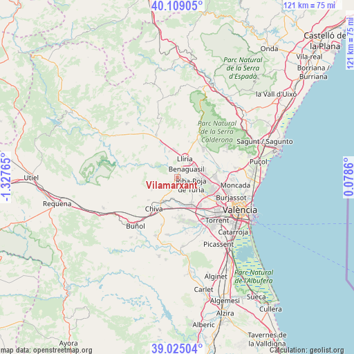 Vilamarxant on map