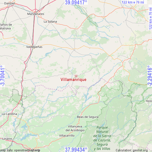 Villamanrique on map